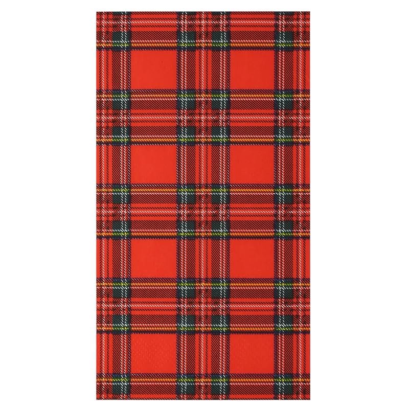 100-Count Christmas Plaid Napkins, 3-Ply Paper, Red & Green Classic Tartan