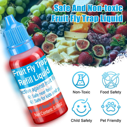 Skiennix Fruit Fly Trap Refills - 12 Pack Liquid Bait for Indoor Use | Safe for Pets & Food