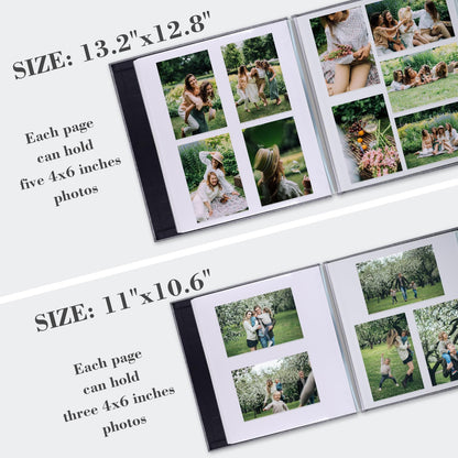 Photo Album Self Adhesive Pages for 4x6 5x7 8x10 Pictures Scrapbook Magnetic Photo Albums with Sticky Pages Books with A Metallic Pen for Baby Wedding Family 13.2x12.8 Black 60 Pages