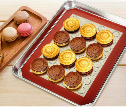 Yododo Baking Sheet Set - Heavy-Duty Stainless Steel Cookie Trays with Silicone Mats | 12-Inch Size