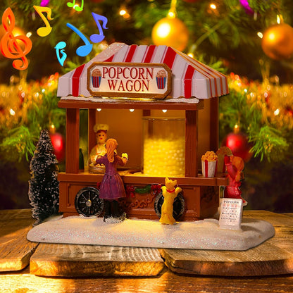 Skiennix Christmas Village Houses - LED Lighted Popcorn Village with 8 Music Features | Home Decor