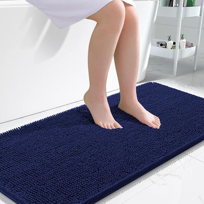OLANLY Bathroom Runner Rugs - Soft Absorbent Chenille with Rubber Backing | 47x24, Twilight Sapphire