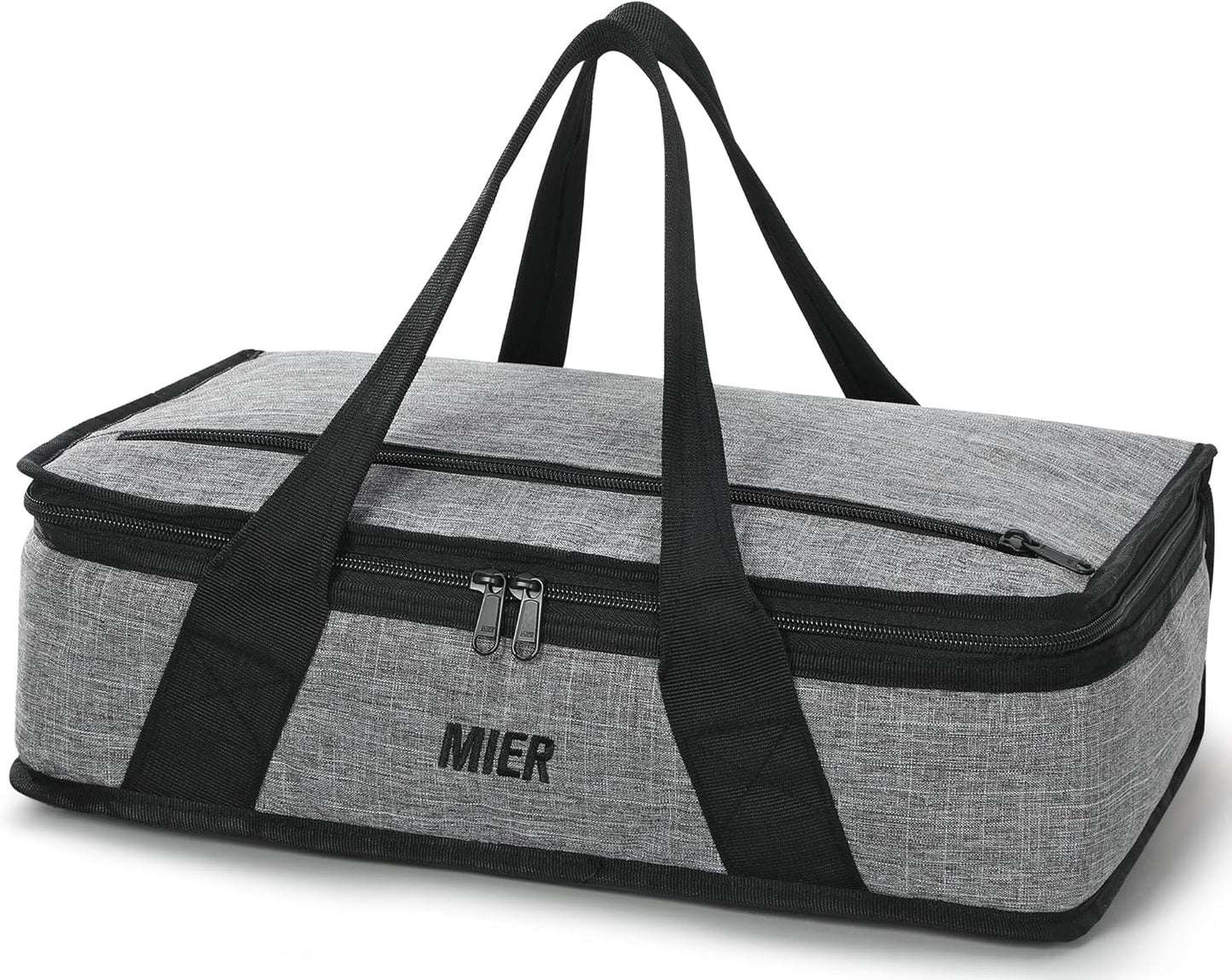 MIER Insulated Casserole Carrier - Thermal Food Bag for Hot or Cold Dishes | Fits 9"x13" Baking Dish, Gray
