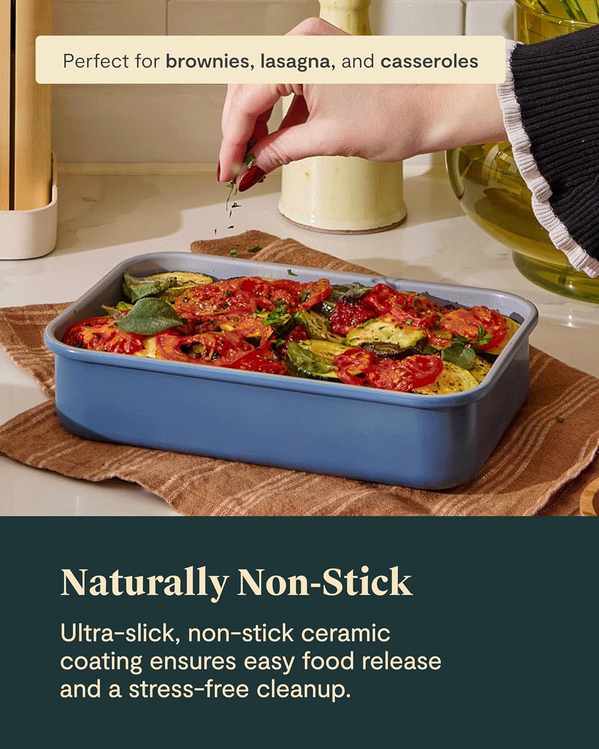 Caraway Nonstick Baking Pan | 9” x 6.5” Deep Ceramic Casserole Dish - Non-Toxic, PTFE & PFOA Free - Black