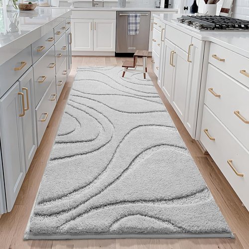 DEXDE Bathroom Rugs - Ultra Long Non-Slip Runner Mat 24x60 in Light Grey | Soft, Absorbent Microfiber for Quick Drying