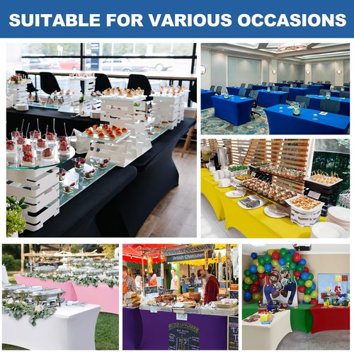 Enjoyidea Stretch Spandex Table Cover for 4ft Tables-8 Pack Black Fitted Tablecloths-Elastic Stretchable Tablecloth Protector for Party, Vendor Booth Display, Banquet Buffet Event, Craft Trade Show