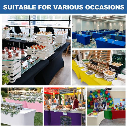 Enjoyidea Stretch Spandex Table Cover for 4ft Tables-8 Pack Black Fitted Tablecloths-Elastic Stretchable Tablecloth Protector for Party, Vendor Booth Display, Banquet Buffet Event, Craft Trade Show