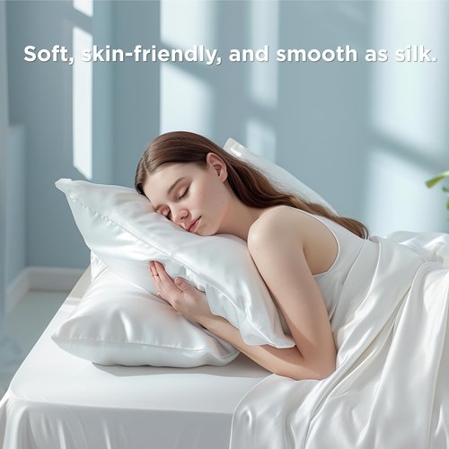Bedsure White Pillow Cases Set of 2, Cooling Pillow Cases Queen, Rayon Derived from Bamboo Queen Pillowcases, PureWoven Soft Valentines Pillow Covers with Envelope Closure, Gifts, 20x30 Inches