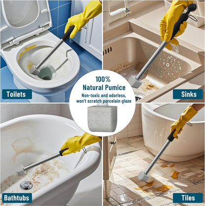 YINGMORE Pumice Toilet Cleaner - 17-Inch Handle for Effective Hard Water Stain Removal | Includes 1 Handle & 8 Pumice Stones