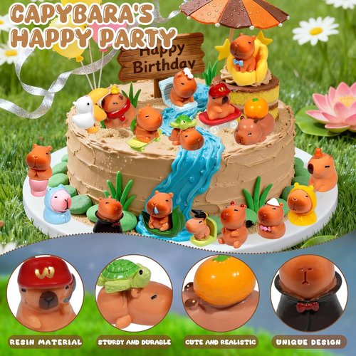Exasinine Miniature Capybara Figurines - 26pcs Resin Set for DIY Fairy Garden Decor | Home & Party Decorations
