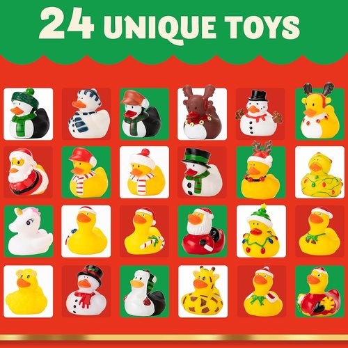 JOYIN Christmas Advent Calendar - 24 Rubber Ducks Countdown for Kids | Fun Bath Toys & Party Favors