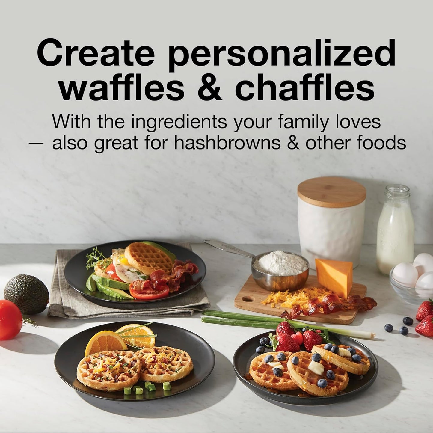 Proctor Silex Mini Waffle Maker - Non-Stick 4” Grids for Keto Chaffles & Hashbrowns | Compact Black Design
