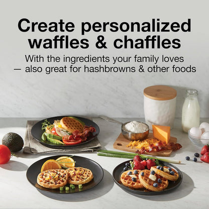 Proctor Silex Mini Waffle Maker - Non-Stick 4” Grids for Keto Chaffles & Hashbrowns | Compact Black Design