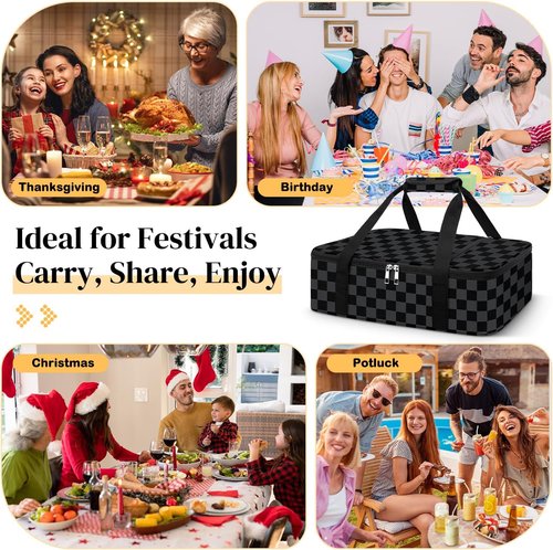 Coobiiya Insulated Casserole Carrier - Keeps Food Hot or Cold | Portable Tote Fits 9" x 13" Dish