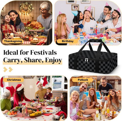 Coobiiya Insulated Casserole Carrier - Keeps Food Hot or Cold | Portable Tote Fits 9" x 13" Dish
