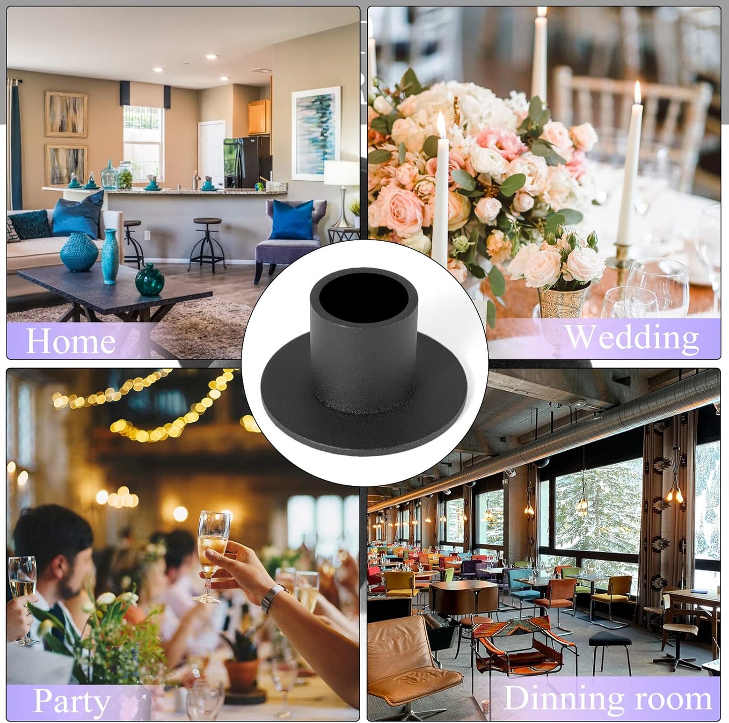 Skiennix Black Candle Holders - Retro Candlestick Set for Home Decor | Perfect for Weddings & Gifts