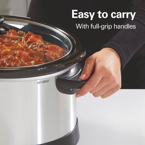 Hamilton Beach 8 Quart Programmable Slow Cooker - Three Temperature Settings, Dishwasher Safe | Silver (33480)