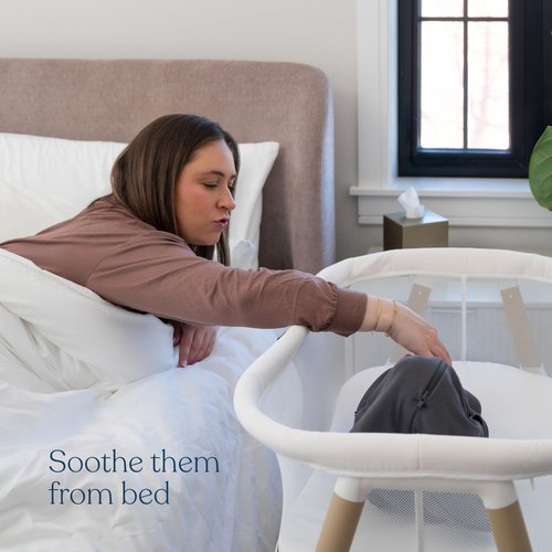 HALO® BassiNest® Essential Sleeper – Portable Baby Bassinet with Breathable Mesh Sides, Storage Shelf & Easy Assembly – Lightweight, Space-Saving Bedside Crib for Newborns