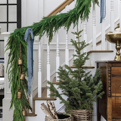 Skiennix Christmas Garland - 6 Ft Norfolk Pine - Rustic Artificial Greenery Decor for Indoor/Outdoor Use