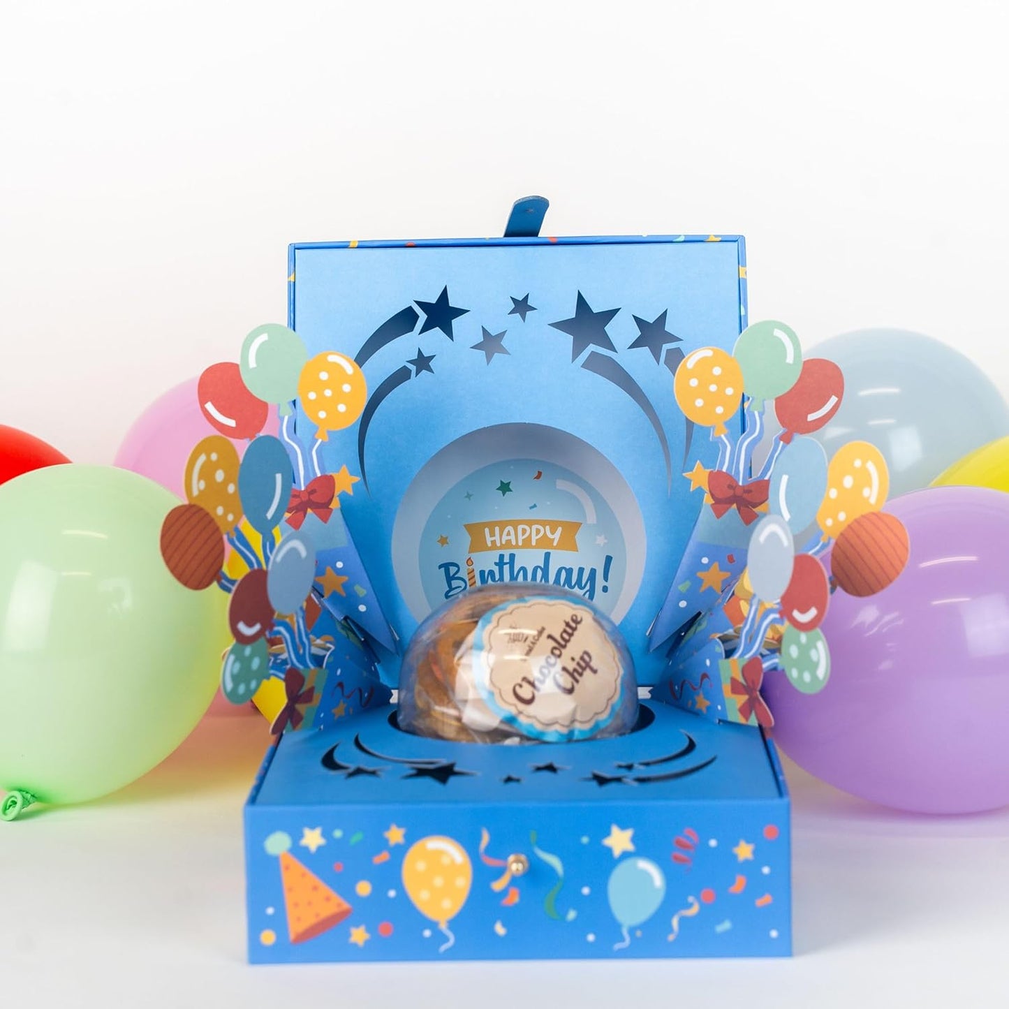 Send A Cake Happy Birthday Bloom Box | 4 Gourmet Cookies - Lemon, Peanut Butter, Chocolate Chip & Oatmeal - Ready to Gift, No Assembly Required