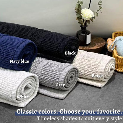 Mrs Awesome Soft 100% Cotton Bath Mat with Hot-melt Non-Slip Backing, 20" x 32" Comfortable & Absorbent Washable Textured Woven Rug for Bathroom, Gray