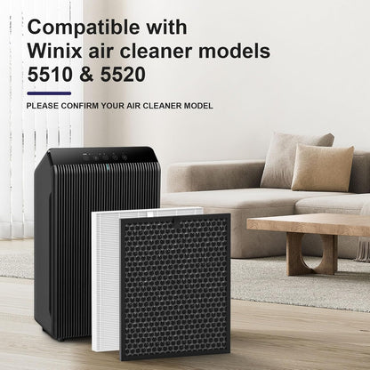 Winix Filter Q – Replacement HEPA & Carbon Filters Combo Pack for 5510/5520 Air Purifiers | 2 HEPA & 2 Carbon Filters