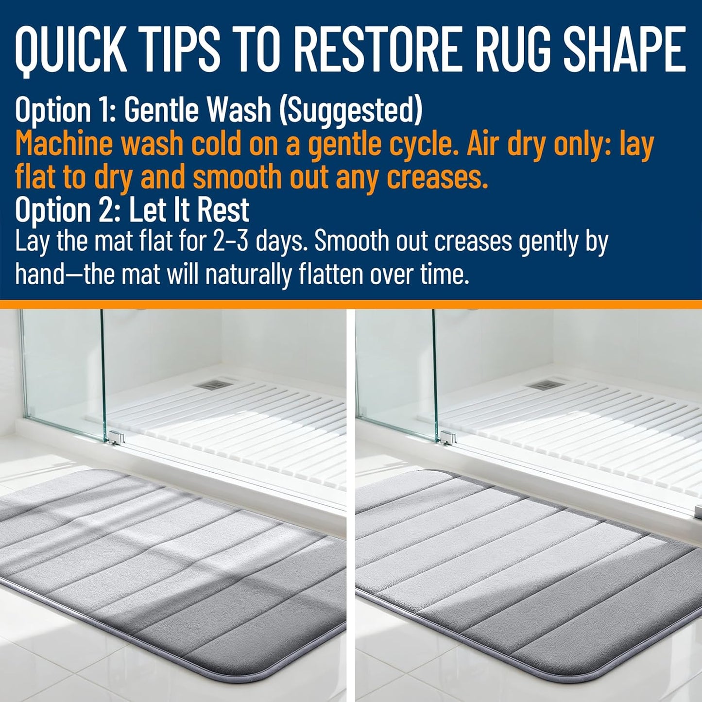 OLANLY Memory Foam Bath Mat - Super Soft & Absorbent Bathroom Rug | Quick Dry, Machine Washable, 30x20, Grey