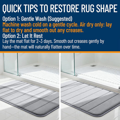 OLANLY Memory Foam Bath Mat - Super Soft & Absorbent | Quick Dry, Machine Washable, 24x16, Grey