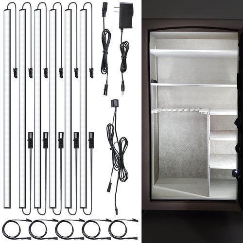 JUSJUBR Gun Safe Light Kit - Door Activated LED Lights, 6 PCS x 12 Inch for Inside Cabinets, Cold White 6000K