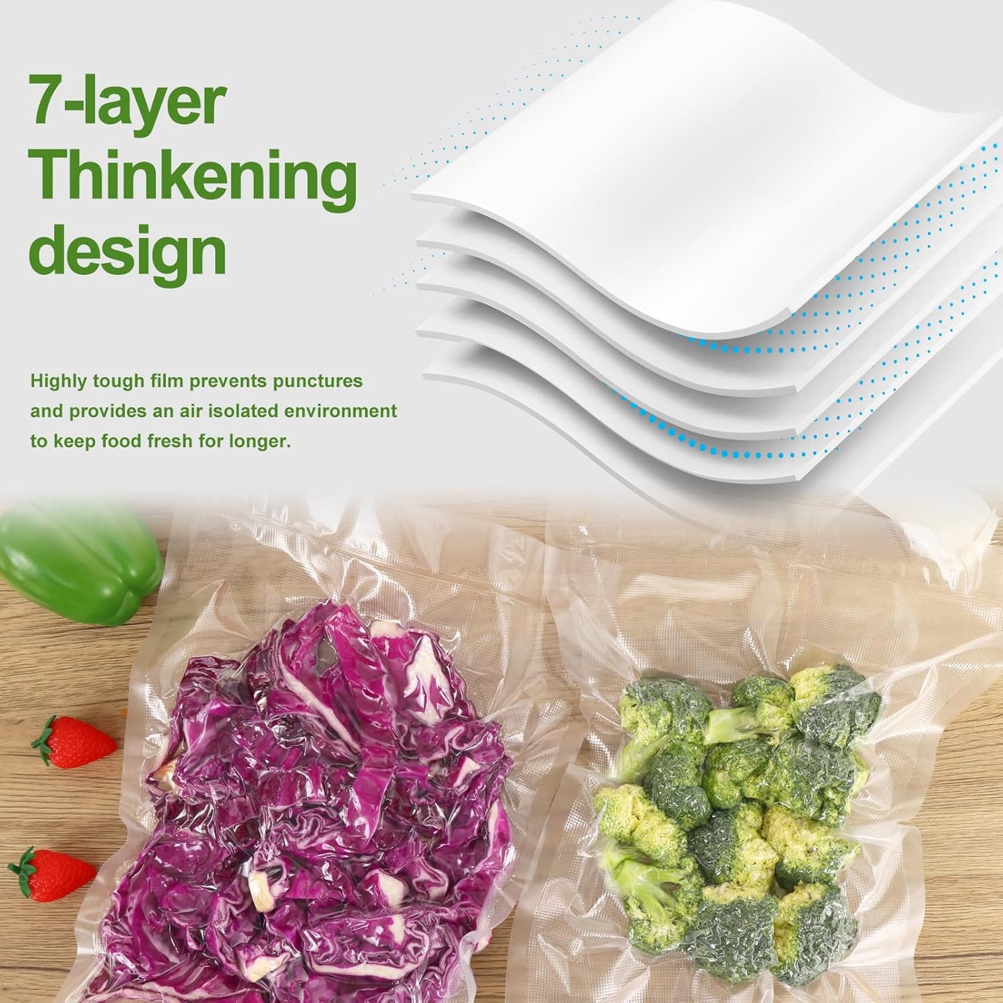 Moretoes Vacuum Sealer Bags - 6 Rolls of 11" x 20' BPA-Free Food Storage Bags for Meal Prep & Sous Vide