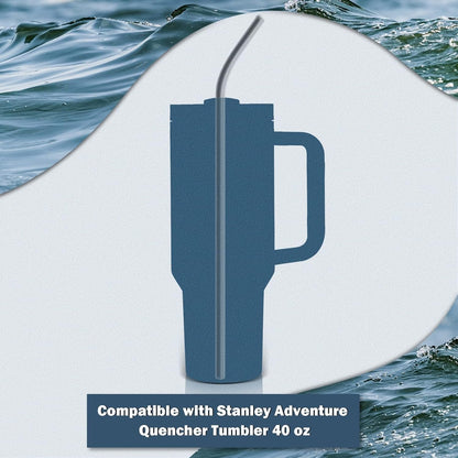 Stanley Quencher 40oz Tumbler Straws - 6 Metal Stainless Steel Replacement Straws | 12-Inch Extra Long & Reusable (3 Straight & 3 Bent)