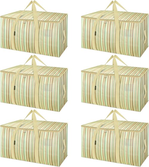 BALEINE Heavy-Duty Oversized Moving Bags - 6-Pack with Reinforced Handles for Clothes & Storage