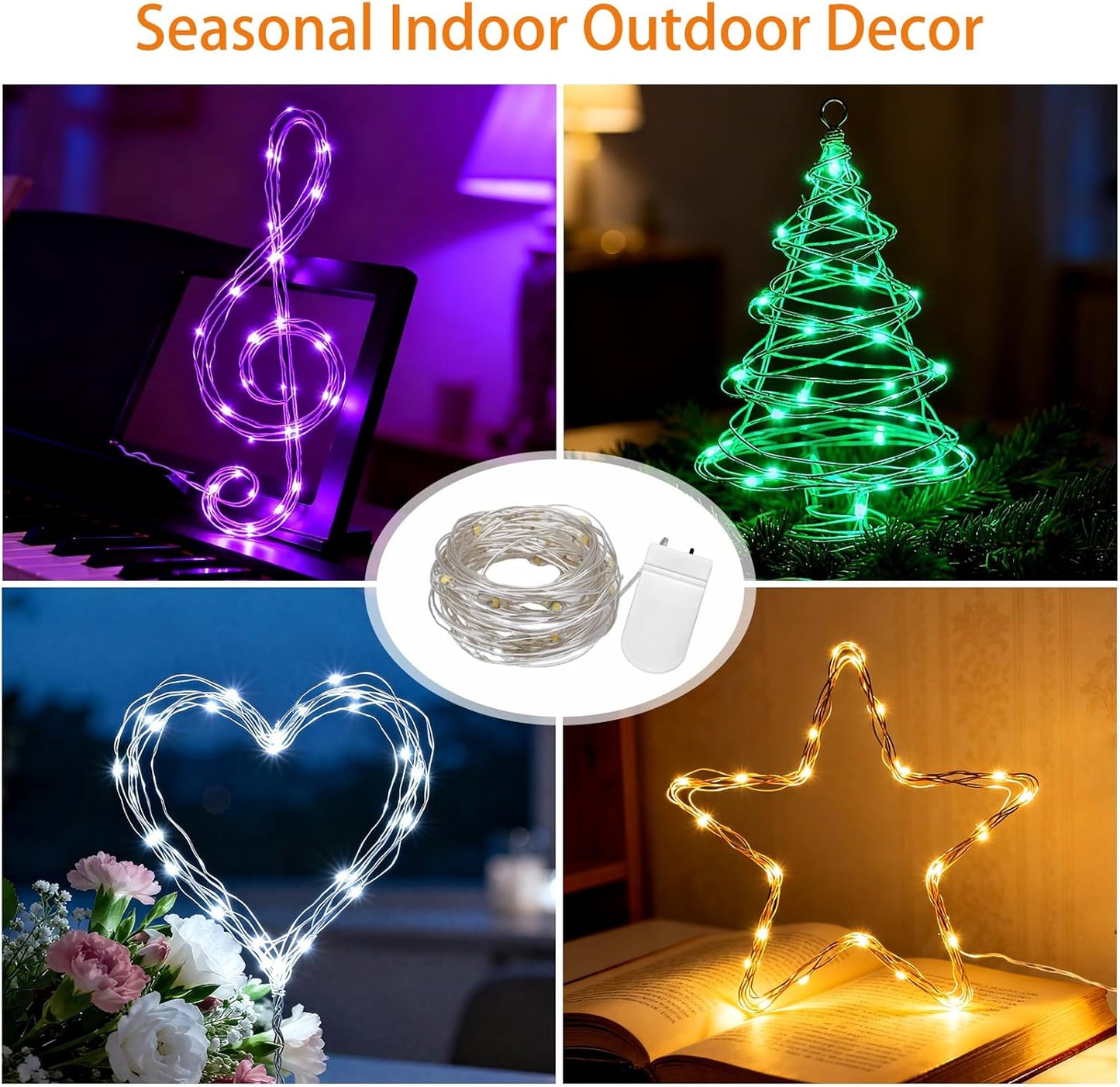 VOOKRY Fairy Lights - 12 Pack Battery Operated Mini Starry String Lights | 30 LEDs, 10 ft Silvery Copper Wire for Weddings, Parties, and Christmas Decor