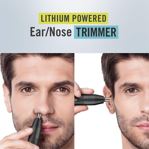 ConairMan Nose Hair Trimmer - Cordless 360 Bevel Blade for Effortless Nose, Ear & Eyebrow Grooming | Includes Drawstring Bag