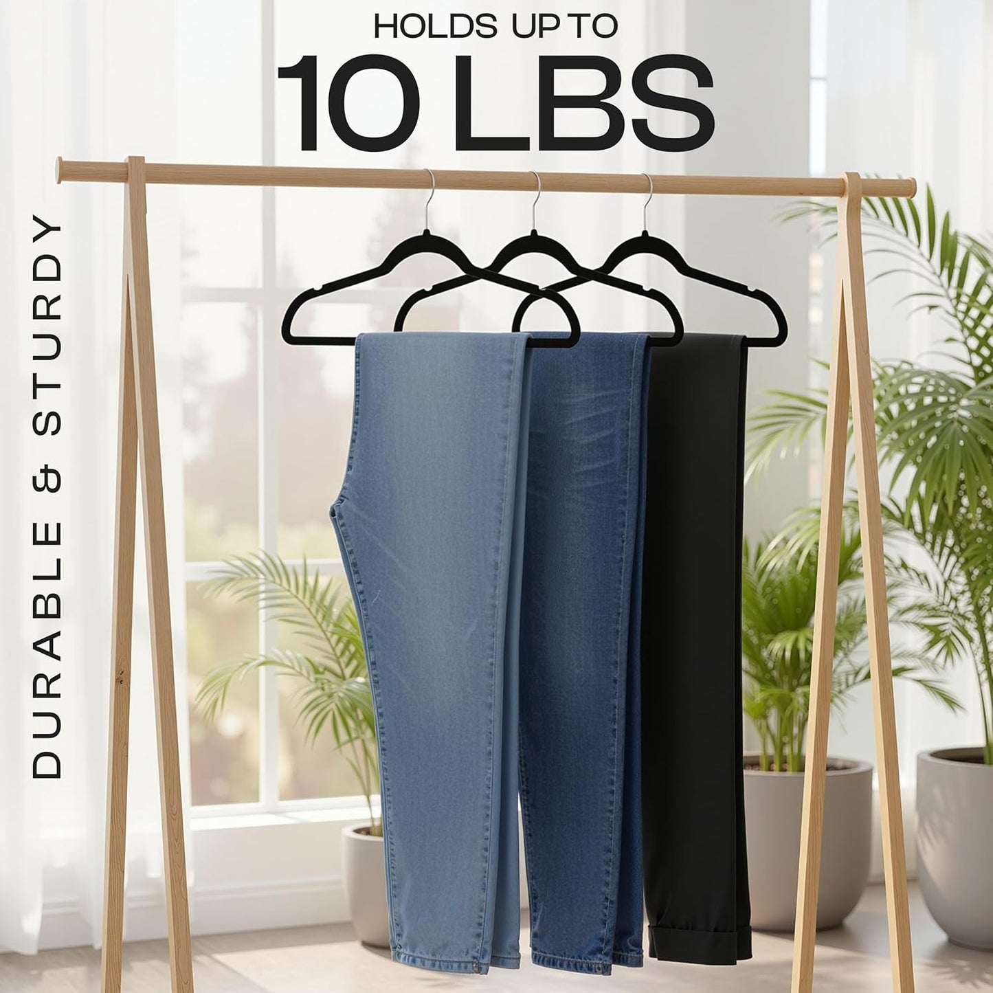 Utopia Home Velvet Hangers - Luxury Non-Slip Slim Coat & Pant Hangers, 100 Pack, 360° Swivel Hook - Black