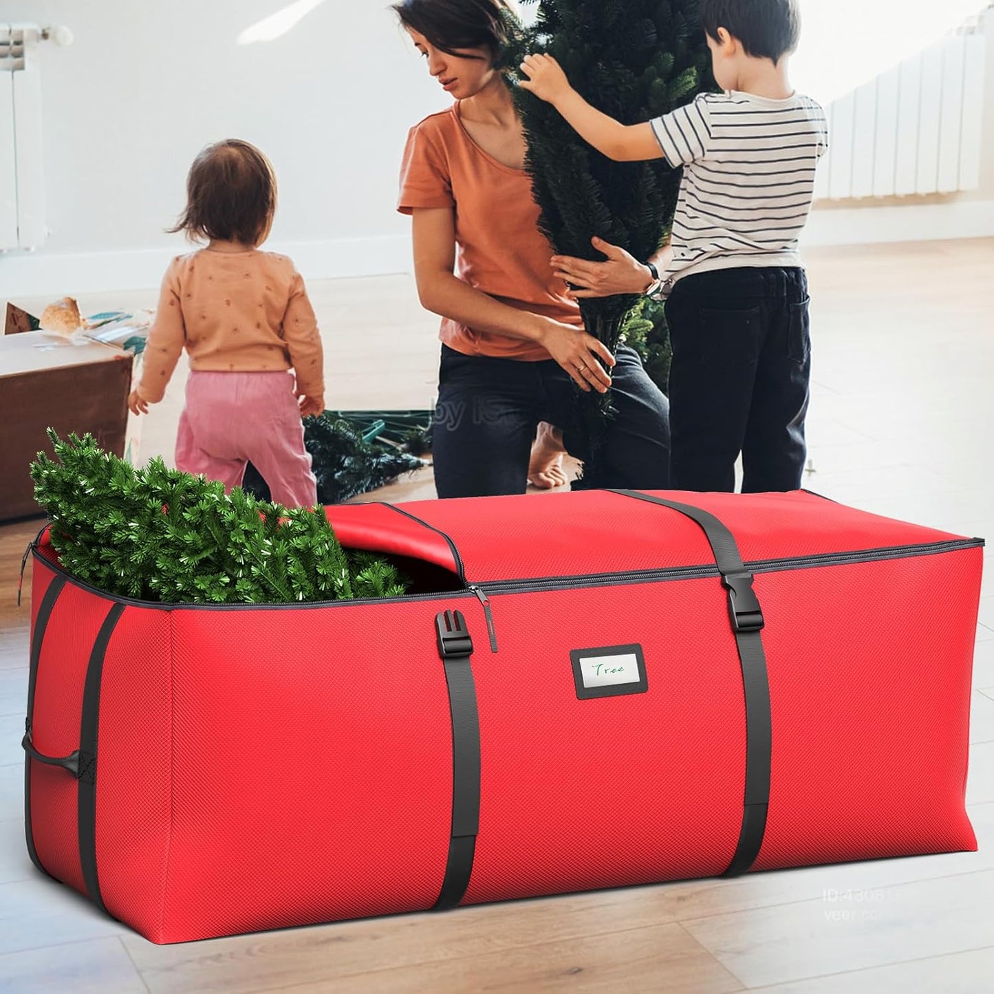 Skiennix Christmas Tree Storage Bag - Fits Up to 7.5Ft Artificial Trees | Waterproof 600D Oxford Fabric, Double Zipper & Buckle Straps