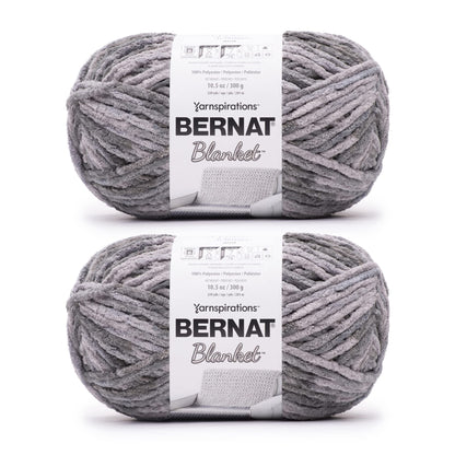 Bernat Blanket Ashen Titanium Yarn - 2 Pack of 300g/10.5oz - Polyester - 6 Super Bulky - 220 Yards - Knitting/Crochet