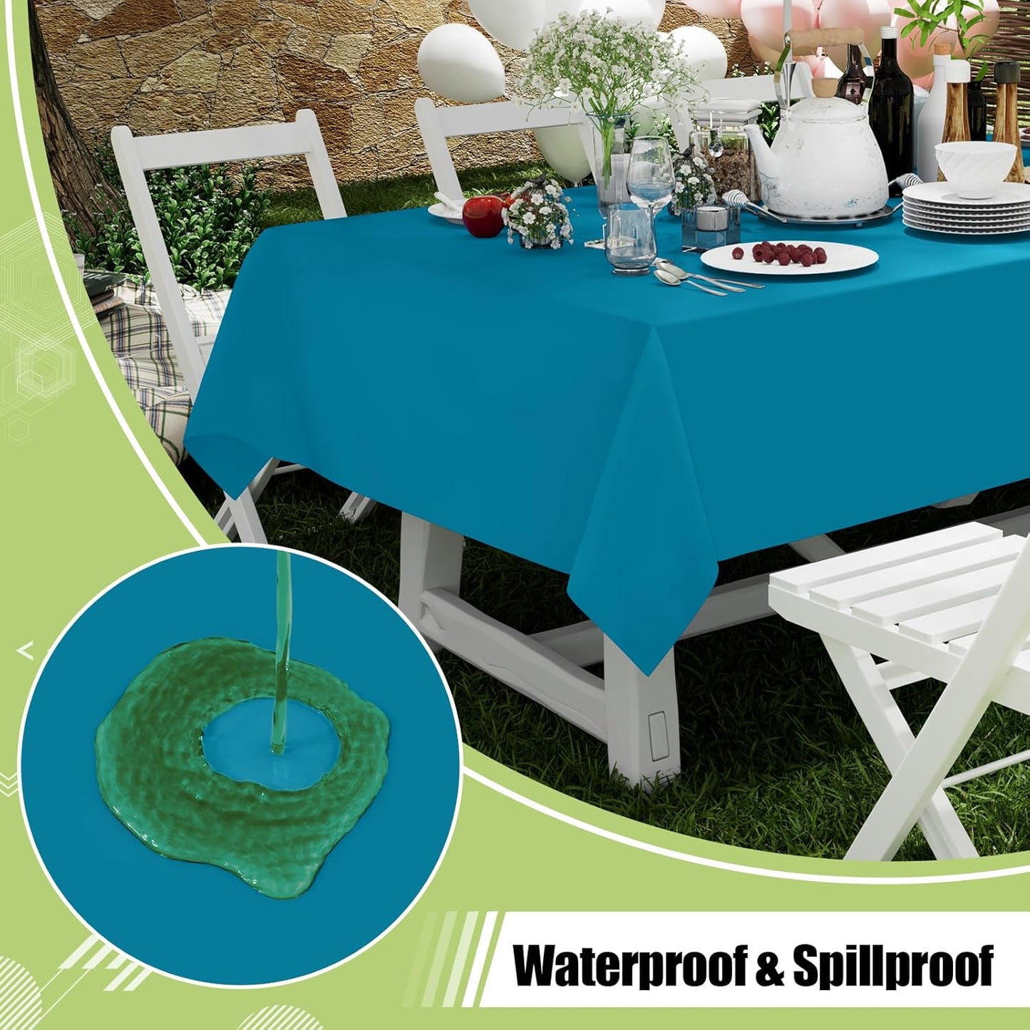 Smiry Disposable Tablecloths - Waterproof 54 x 78 Inch Rectangle Covers | 6 Pack in Aqua for Parties