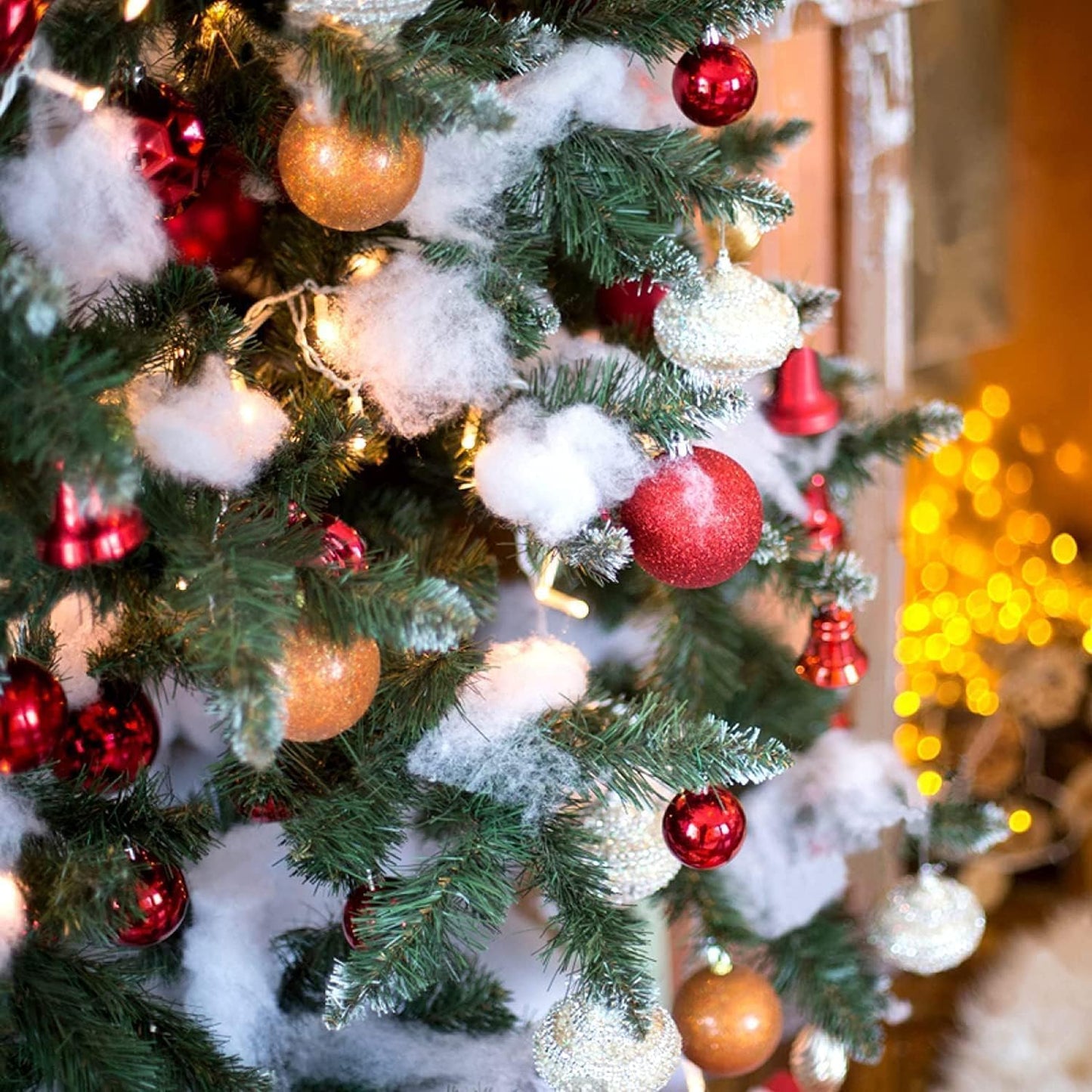 Skiennix Artificial Snow Decor - Fluffy White Cotton Wool for Christmas Trees & Holiday Displays