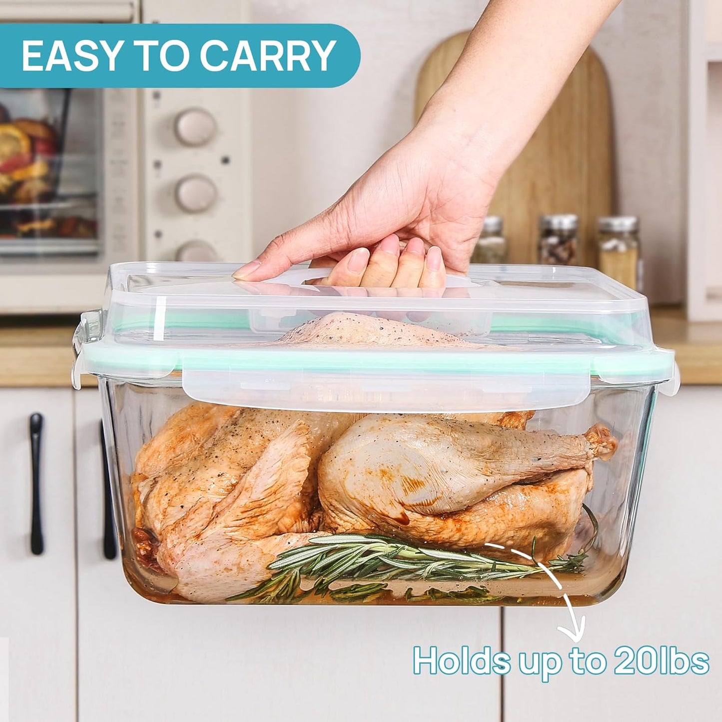 Vtopmart Extra Large Glass Food Storage Containers - 6.5L | Airtight Snap Lids | BPA Free, Oven & Freezer Safe