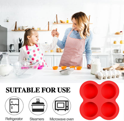Skiennix Air Fryer Egg Bite Molds - 4-Cup Silicone Baking Pans for Muffins & Frittatas | 5.3 x 5.3 Inch (2 Pack)