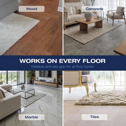 Reusable Rug Grippers by [Brand Name] - 12 Non-Slip Pads for Area Rugs | Double-Sided Adhesive for Hardwood & Tile