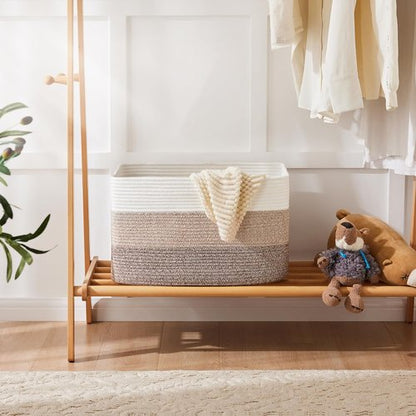 Artfeel Woven Storage Basket - 65L Rectangle Laundry Basket for Blankets, Toys & Magazines | Nursery & Living Room