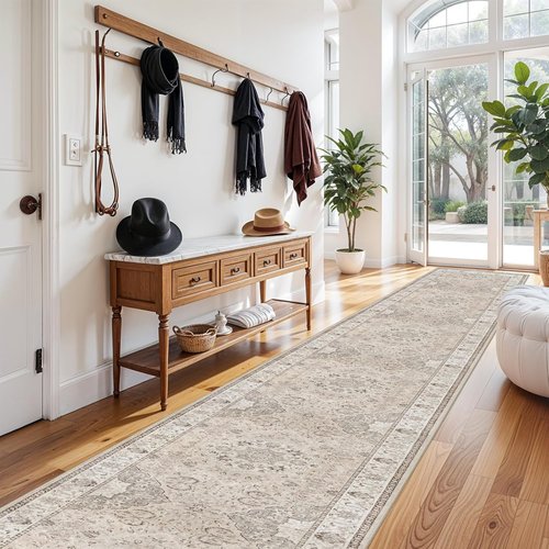 Hallway Washable Runner Rug - Vintage Soft Non-Slip 3x20 Entryway Carpet | Ideal for Kitchen, Bathroom & Living Room