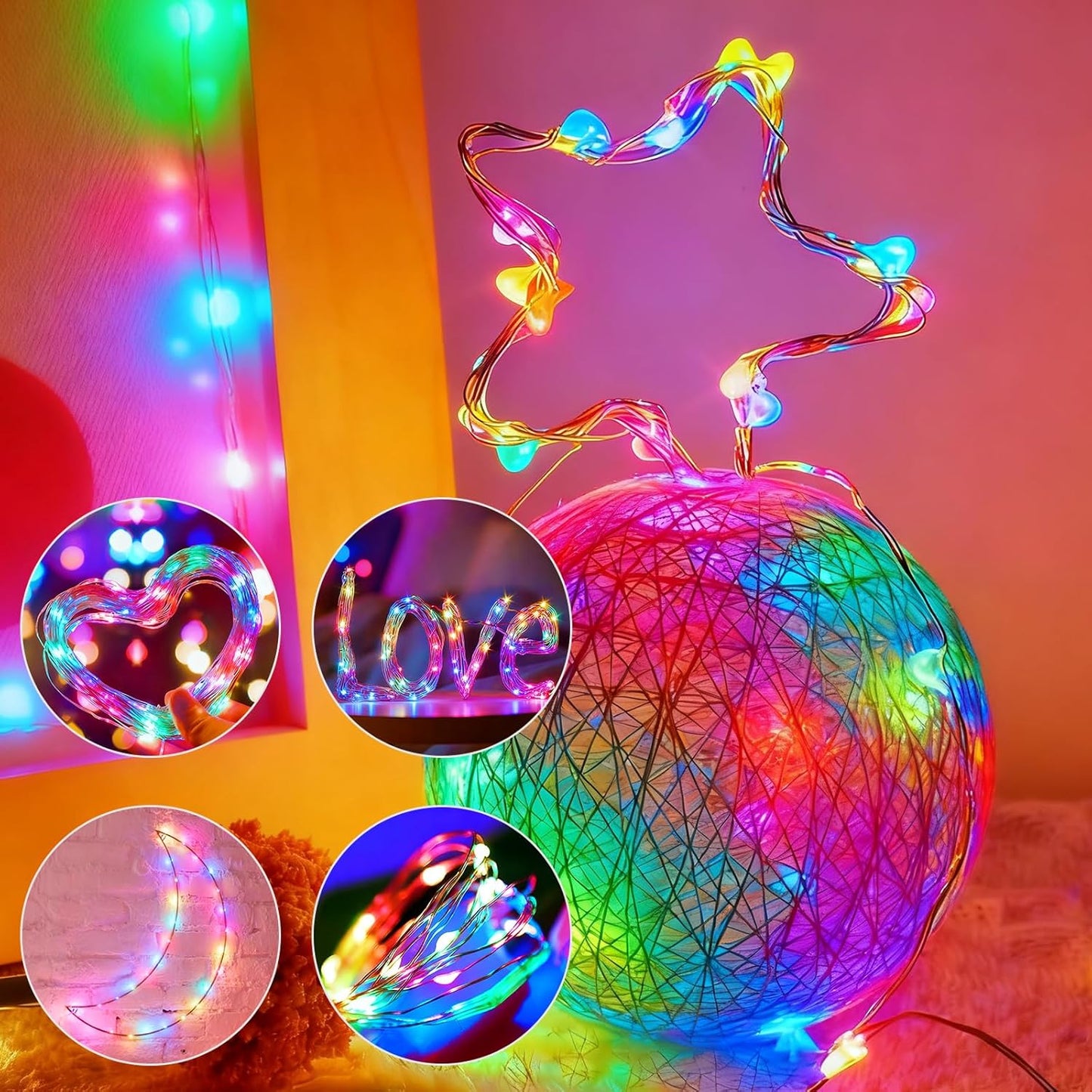 Skiennix 8 Pack Fairy Lights - 7ft 20 LED Waterproof Mini String Lights for Weddings & Parties