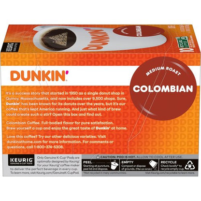 Dunkin’ Colombian Medium Roast Coffee, Keurig K-Cup Pods, 10 Count Boxes (Pack of 6)