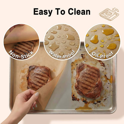 Parchment Paper Sheets - 9x13 Inch Non-Stick Unbleached Baking Paper | 100 Precut Sheets for Cookies, Bread & Cakes