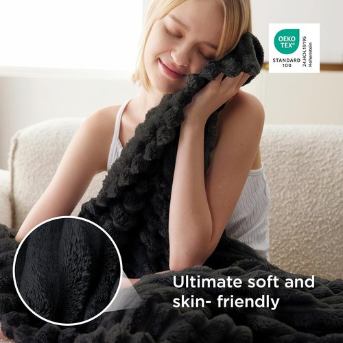 Bedsure GentleSoft Black Throw Blanket - Cozy Fleece Blanket for Couch, Perfect Gift for Men, 50x60 Inches