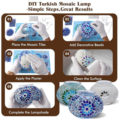 Lamwinsco DIY Turkish Mosaic Lamp Kit - Green Variation, Crescent Moon Table Lamp