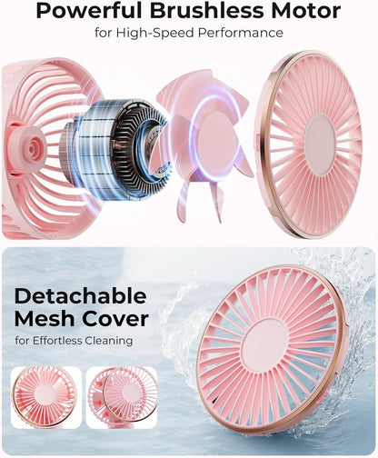 TUNISE Portable Handheld Fan - 4000mAh Battery, 6 Speed Adjustable Wind | USB Rechargeable & Foldable